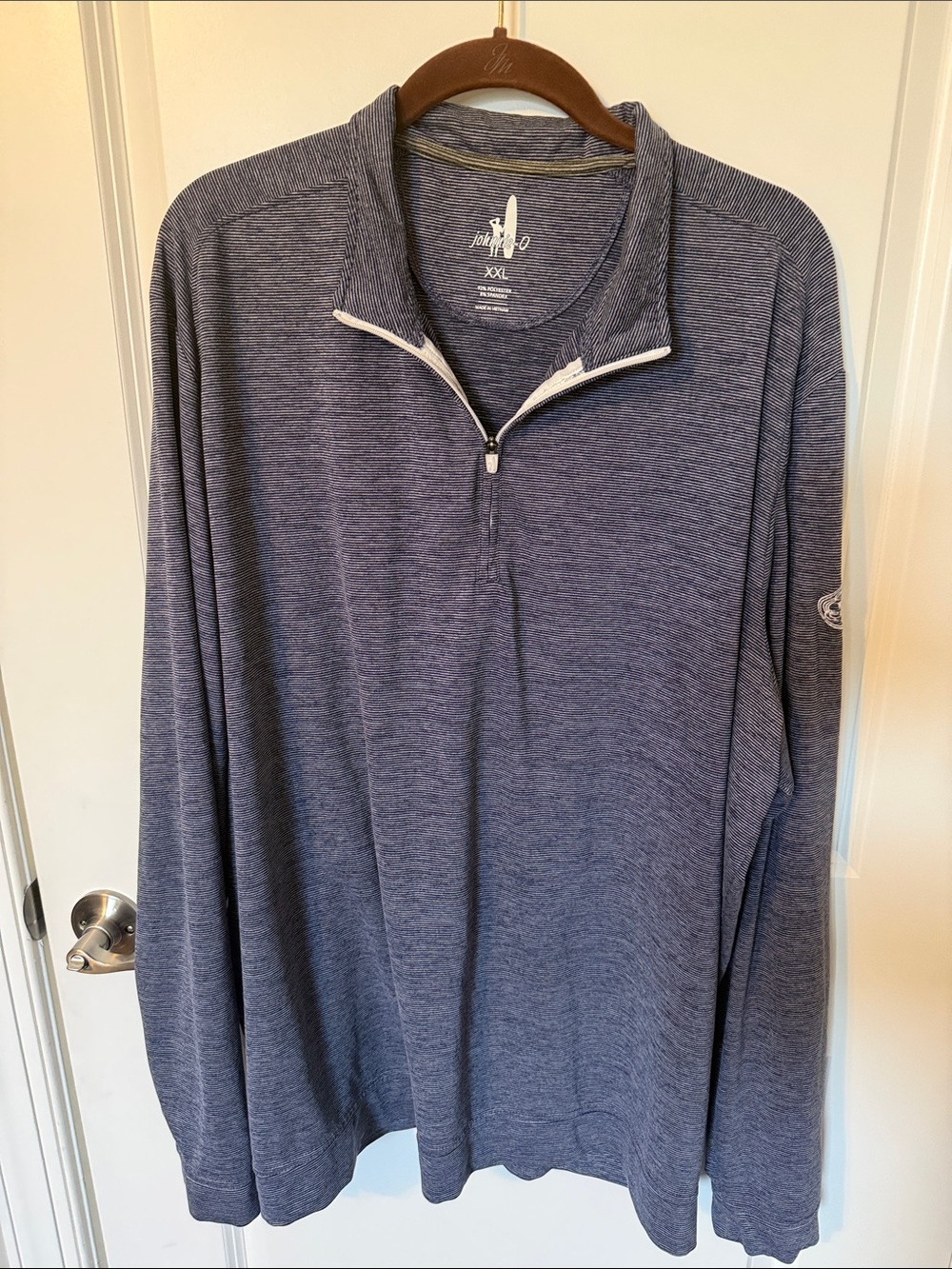 johnnie-O Men’s XXL Navy Heather Quarter Zip Performance Pullover Corporate Logo